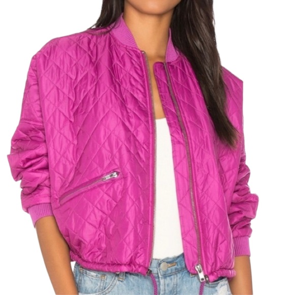 Free People Easy Quilted Purple Bomber Jacket C3 - Picture 2 of 11